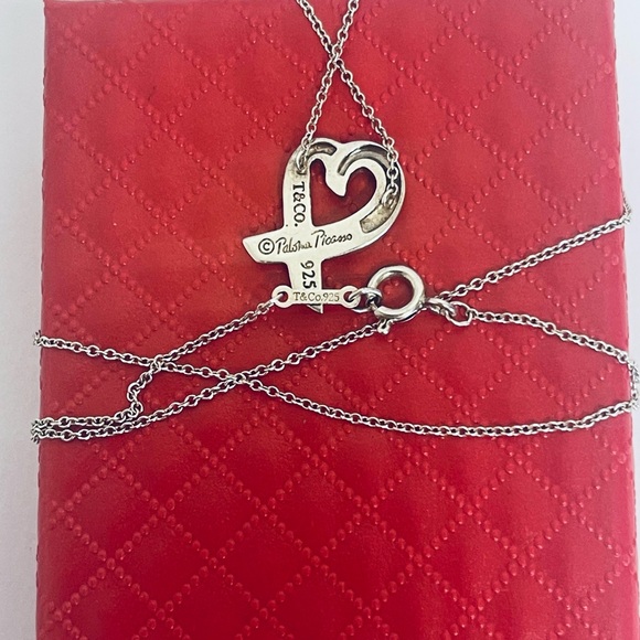 Tiffany and Co. 925 Silver Heart Pendant Necklace Paloma Picasso and 3heart ring - Picture 2 of 12